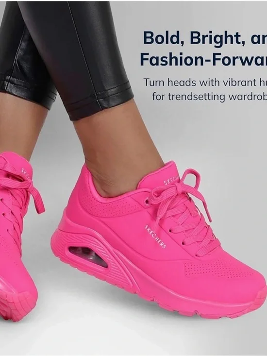 Skechers Women's Hot Pink Platform Athletic Sneakers - Picture 2 of 3